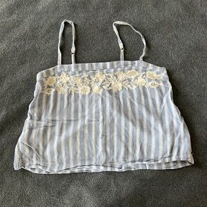 hollister blue and white stripped flowy tank